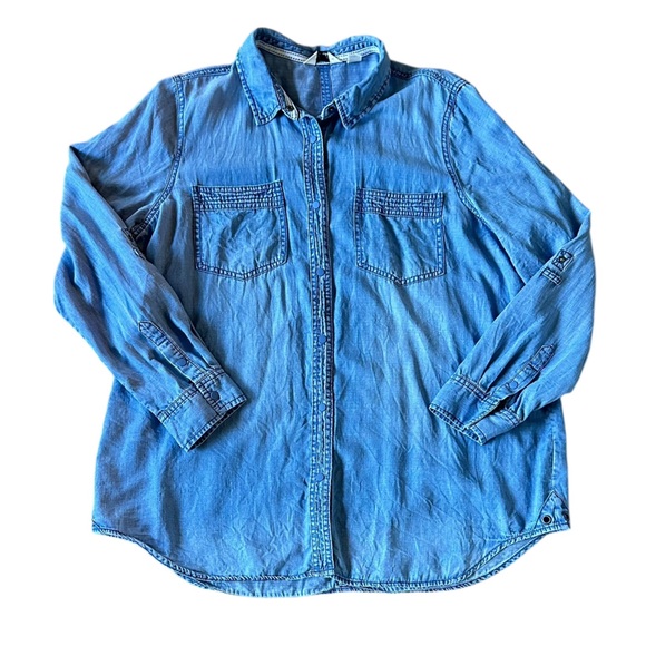 Café Marrakesh Tops - CAFÉ MARRAKESH lightweight denim snap front shirt size Large